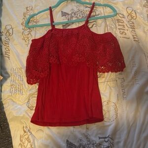 Red tank off the shoulder size medium
